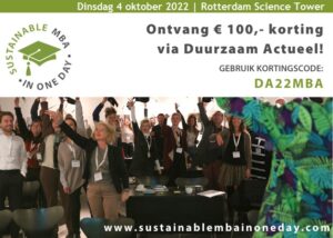 Sustainable MBA in One Day Dinsdag 4 oktober 2022 – Rotterdam Science Tower
