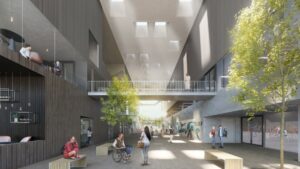 Startsein bouw nieuw energieneutraal sportgebouw campus Woudestein