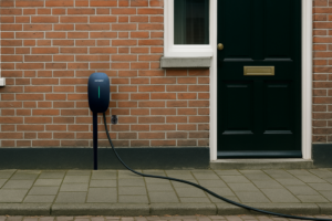 Een op drie gemeenten staat elektrische auto opladen over de stoep toe